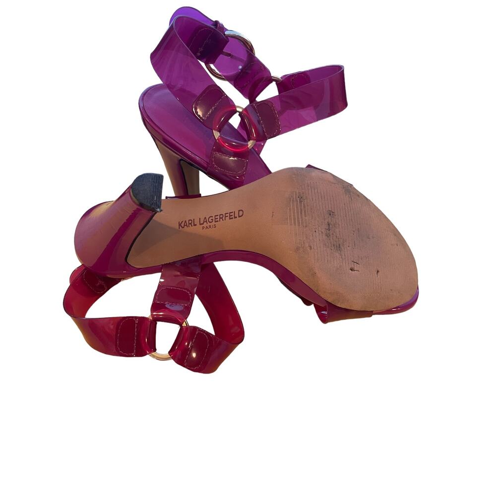 NWT Karl Lagerfeld Paris Heeled Sandal Orchid Purple 6 - Picture 6 of 11